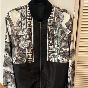 Versace Men's Black and White Patterned Jacket